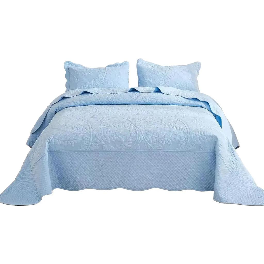 1-Piece 100% Cotton Twin Quilt Set Embroidered Quilted Bedding Bedspread Natural Beige Freight Free Nap Blanket Plaid