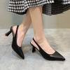 Autumn New Fashion High Heels Pointed Head Low Heel Temperament Bag Head Empty High Heel Sandals Spot Women's High Heels
