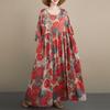 DIMANAF Новое 2026 Лето Пляжное Длинное Платье Женское Большого Размера Винтажное Дамское Свободное Оверсайз Макси Цветочный Принт Хлопок