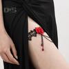 Women Leg Chain 3D Rose Decor with Elastic Band Tassel Chain Faux Crystal Pendant Leg Jewelry Wedding Night Club Party Thigh Garter