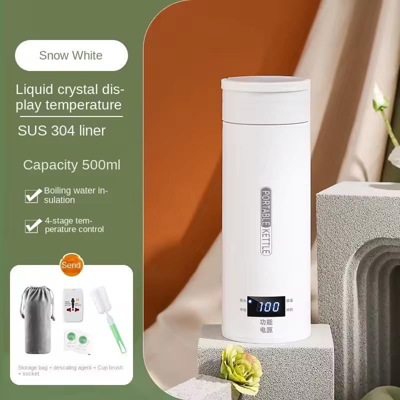 500ML Travel Electric T Kettle Rapid Boil Portable Baby Milk Warmer Kettle 304 Stainless Steel Insulated Kettle