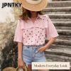 JPNTKY Женская Модная Повседневная Блузки и Рубашки с Воротником-Поло и Короткой Рукавой