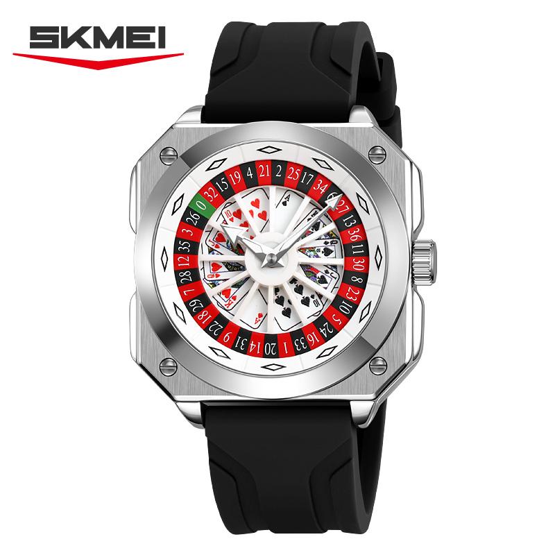 SKMEI 9379 Novel Retro Watch Men's Rotating Dial Silicon Tape Waterproof Luminous Quartz Cool Clock Beautiful relgios masculino