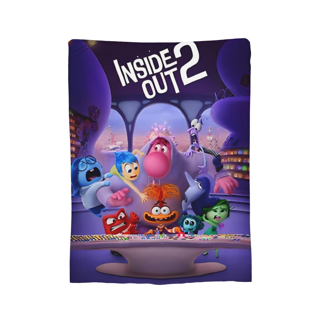 Inside Out Wool Blanket Cartoon Action Comedy Funny Throw Blankets for Sofa Bedding Lounge 125*100cm Rug Piece,