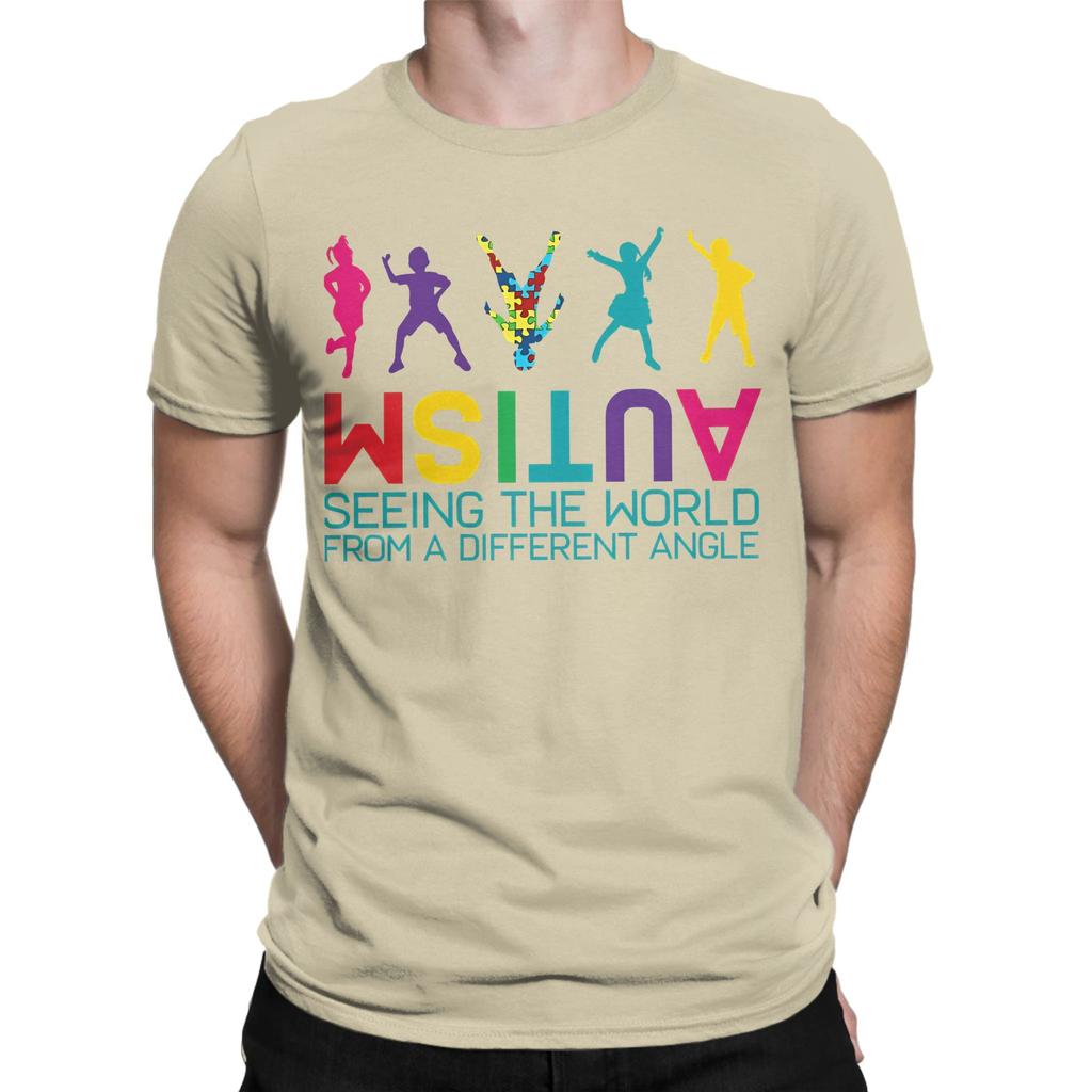 Funny Awareness Seeing The World From Different Angles Graphic 100 Cotton Tshirt Autism Tops Tees For Unisex