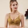 Women Comfortable Latex Lace Brassiere Adjustment Gathered Push Up Underwear Breathable Wireless Bra