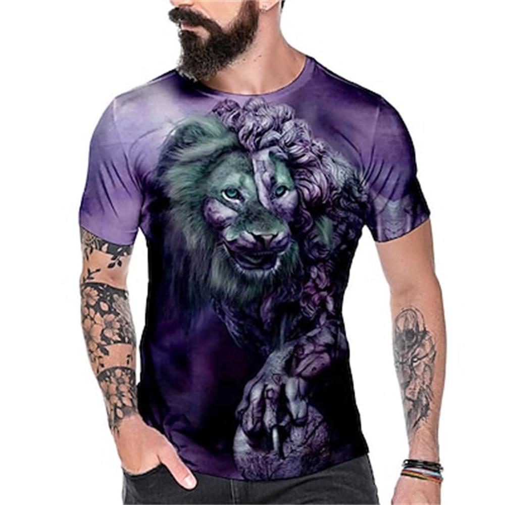 Летняя мужская футболка с 3d короткими рукавами, верхний пуловер «Король леса, лев», одежда в стиле Харадзюку, уличная повседневная винтажная футболка
