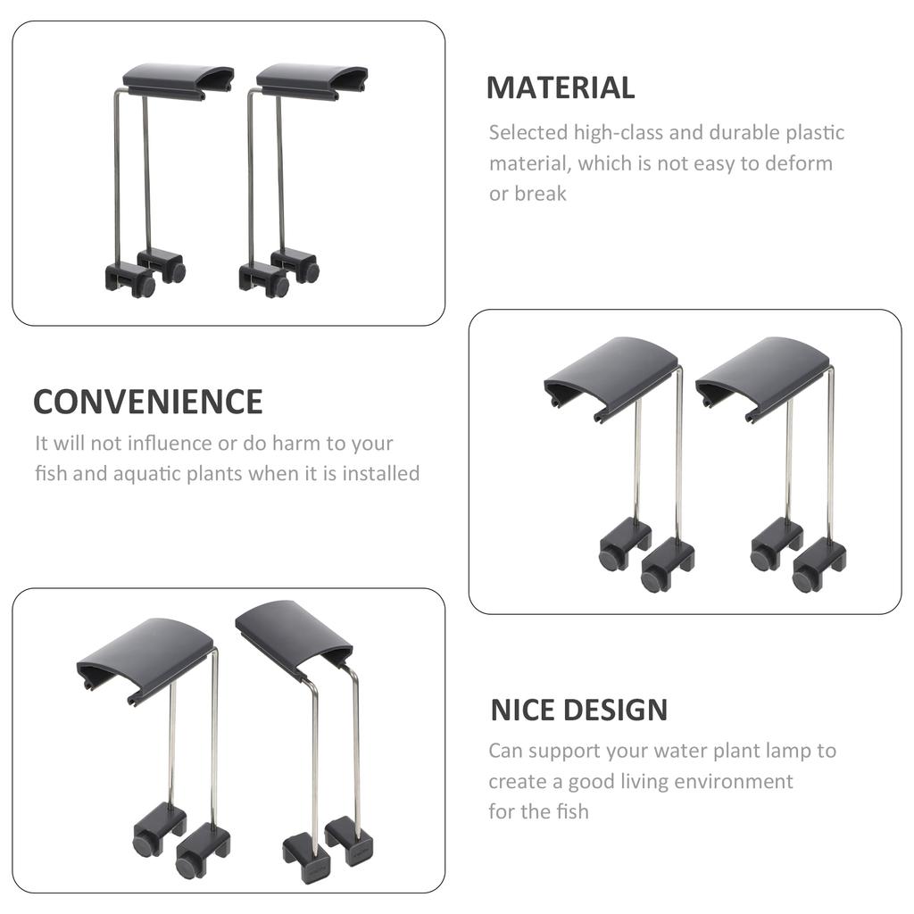 2 Pcs Aquarium Fish Tank Light Bracket Bulb Bulbs Black LED Stand Plastic Clamp Accessories