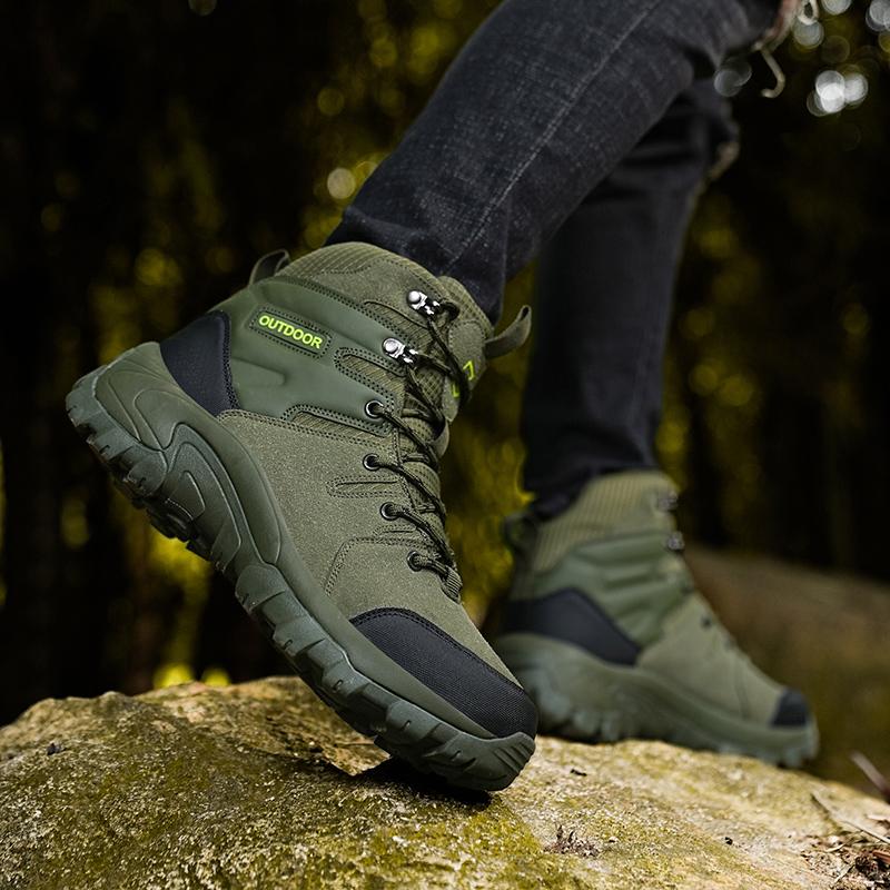 39-48 Men's Plus Size Anti Slip Wear-resistant Fashionable and Trendy Outdoor High Top Hiking Shoes Hiking Shoes