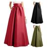 Женская осенняя юбка-макси из искусственного атласа длиной до пола, однотонная юбка с карманами и высокой талией, элегантная винтажная повседневная длинная юбка-халат большого размера