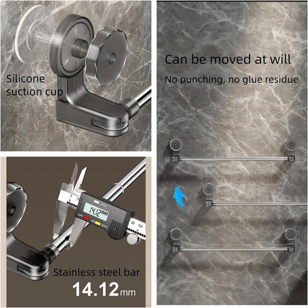 Multipurpose Adjustable Towel Slipper Racks Retractable Suction Cup Storage Rod Household Bathroom Wall Mounted Storage Supplies