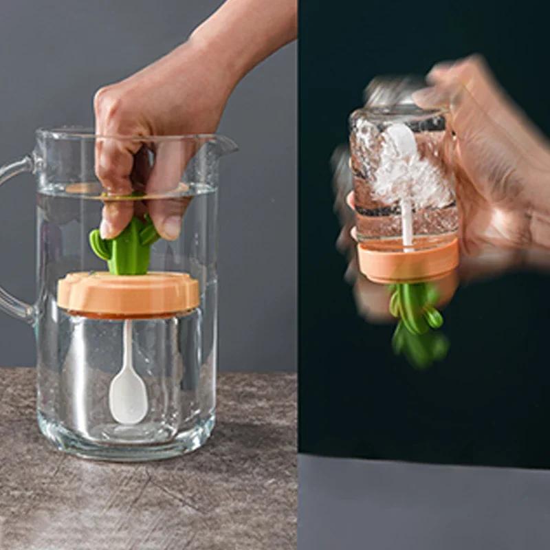 4 шт. стеклянных банок для приправ в виде кактуса, горшочек для приправ с ложкой, банки для специй, контейнеры для сахара, соли, перца, кухонные канистры, горшки