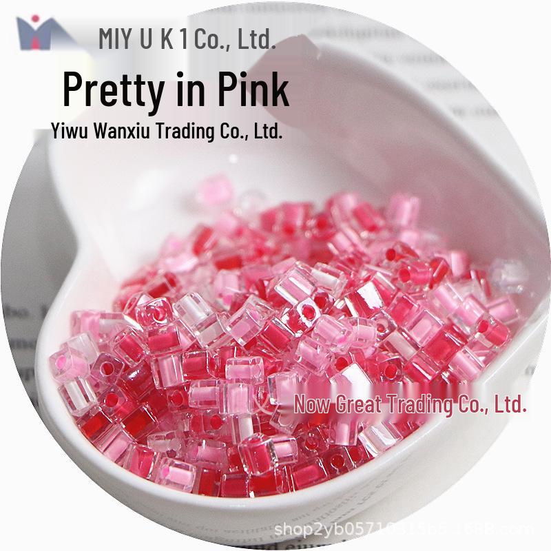 MIYUKI 4mm Transparent Dyed Core Sugar Cube Beads for DIY Bracelets