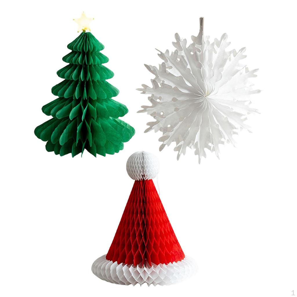 3 Сотовых Бумажных Рождественских Украшения для Центрального Элемента, 3D, День Рождения