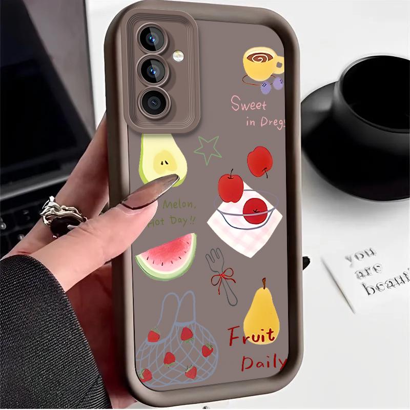 Чехол-пенал с рисунком "Фруктовая сумка" для Samsung Galaxy A53 A50 A50S A36 5G A35 A34 A33 A32 A30 A26 A24 A23 A22 A20 A16 A15 A14 A13 4G