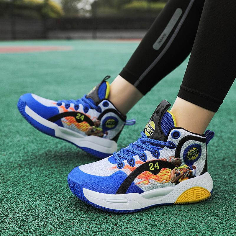 Весенне-летние популярные баскетбольные кроссовки для детей среднего и старшего возраста, памятные кроссовки Mamba, повседневная спортивная обувь для мальчиков, дышащая детская обувь