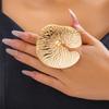 Exaggerated Punk Female Retro Rings Gold Silver Metal Jewelry Geometric Ruffles Large Leaves Big Ring for Women Fashion Anillos