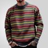 Men's Crew Neck Sweaters Colorful Striped Loose Fit Long Sleeve Warm Knit Jumpers Sweater Knitted Casual Pullover Tops Lightweight Knitwear for Men