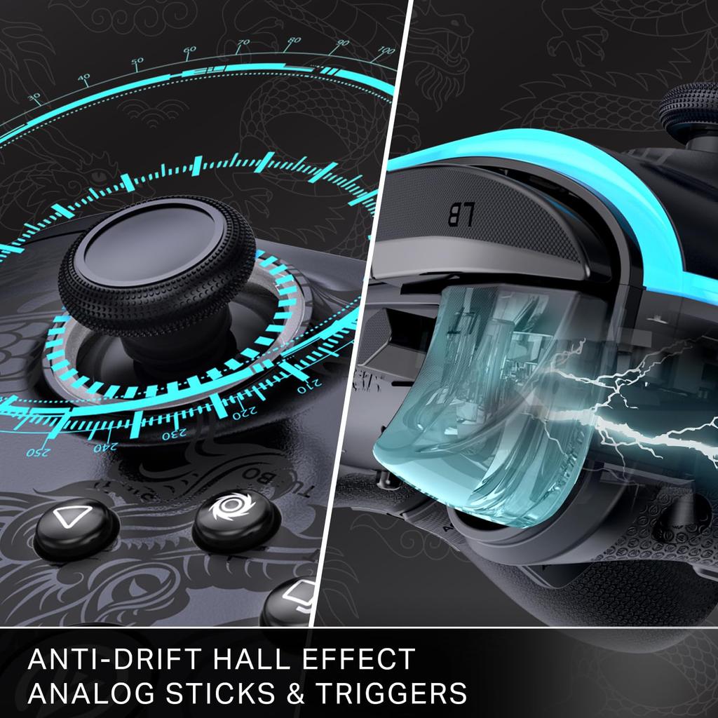 Год PowerA Battle Dragon Pro беспроводной контроллер для ПК-игр Облачные игры с TURBO непрерывной двойной блокировкой курка и зарядной базой [2 гарантии] &