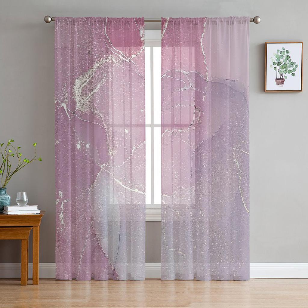 Молодежные прозрачные шторы для спальни, мраморные, бирюзовые, розовые, кухонные шторы для учебы, гостиной, праздничного декора, тюлевые шторы