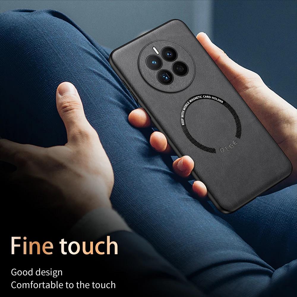 Для Huawei Mate 50 50E 50 Pro Кожа PU с рисунком коровы с мелкими отверстиями Внешнее магнитное кольцо Мягкий край Противоударный чехол для телефона