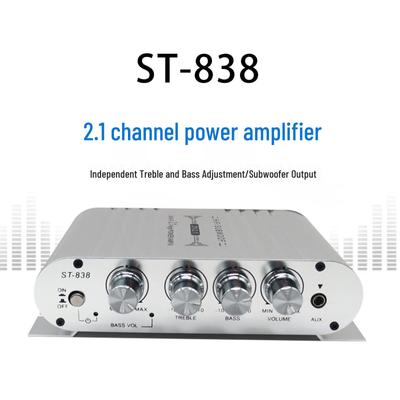 ST-838 Мини-сабвуфер: 2.1-канальный 12-вольтовый усилитель для дома и автомобиля со сверхмощными басами