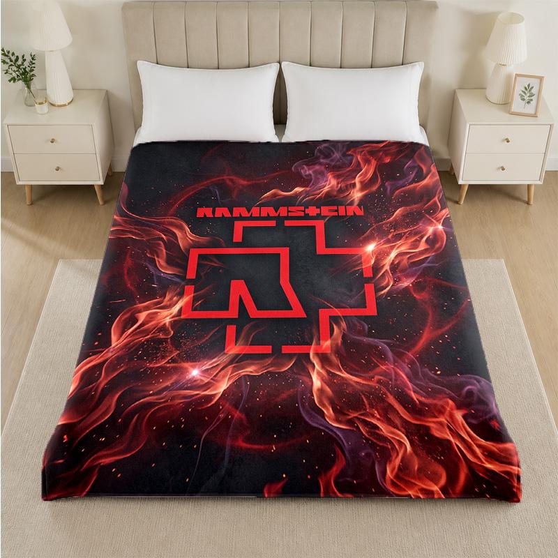 Rammstein Print Flannel Blanket Cozy Lightweight Plush Throw Blanket For Bed Sofa Household Use