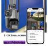 9-мегапиксельная PTZ-камера Wi-Fi 4K HD уличная IP-камера с двумя объективами и двойным экраном, камера видеонаблюдения, камера видеонаблюдения, обнаружение человека, поддержка Alexa