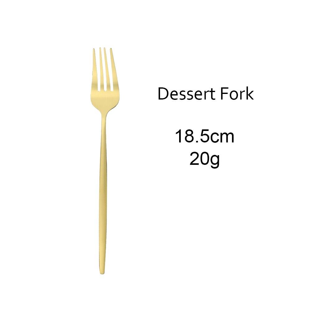 Matte Gold Cutlery Set Stainless Steel Dinnerware Cake Fork Long Handle Spoon Dessert Knife Tableware Flatware Silverware Set