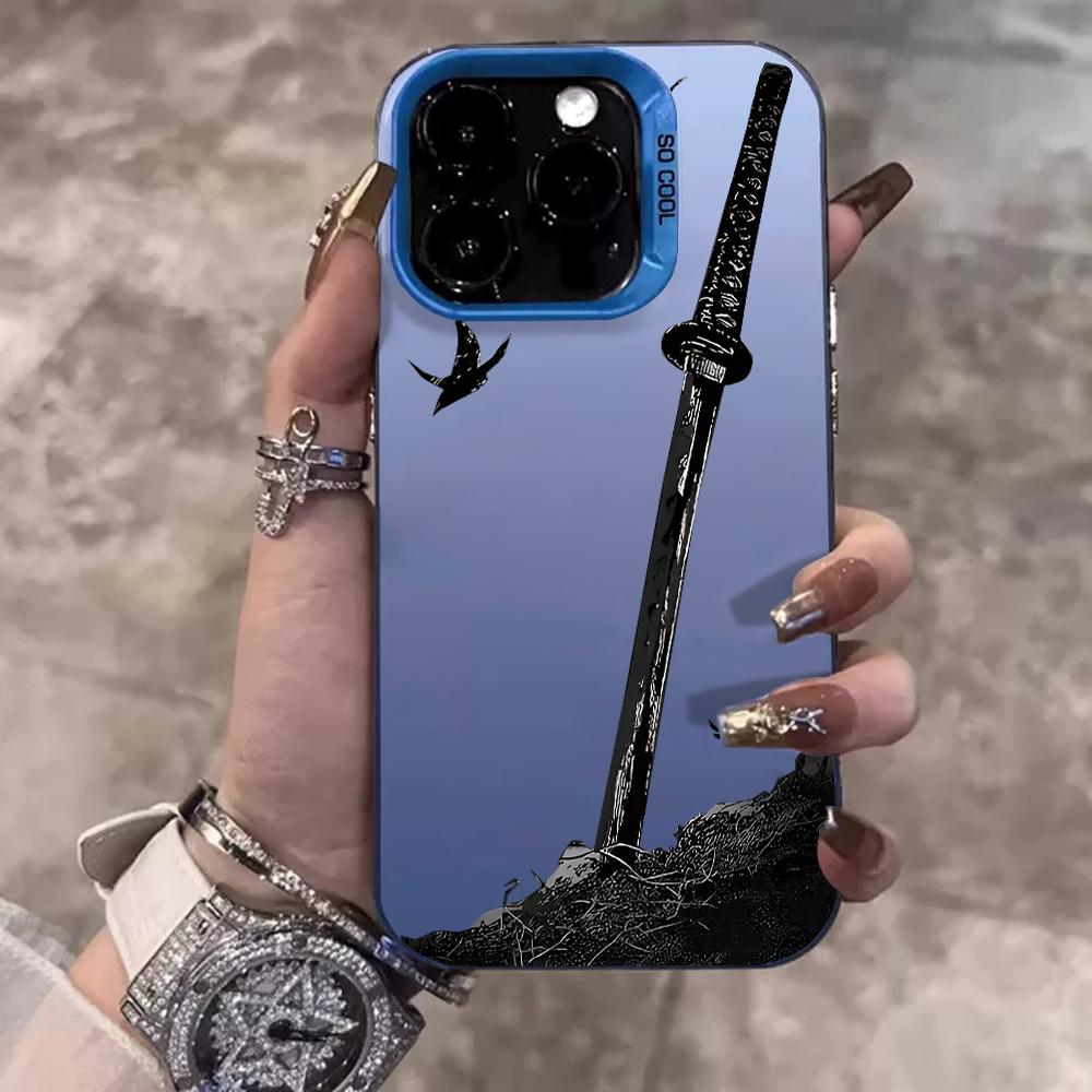 Черный меч Креативный узор Матовый чехол для телефона Для iPhone 17 16 15 14 13 12 11 Pro Max X 12 Plus 16E 17E Ударопрочный Жесткий ПК Funda