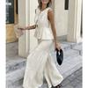 Spring and Summer New Women's Clothing Minimalist Wind round Neck Sleeveless Short Shoelace Tops Loose Vertical Horn Pants