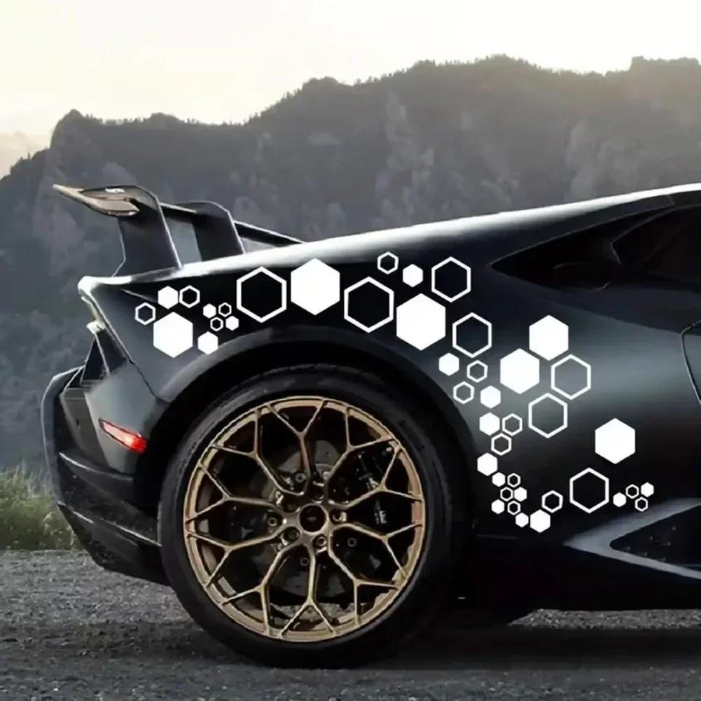 52pcs Honeycomb Auto Vinyl Decals Large and Small Combination Hexagonal Stickers DIY Car Body Cool Styling Open Style Decoration