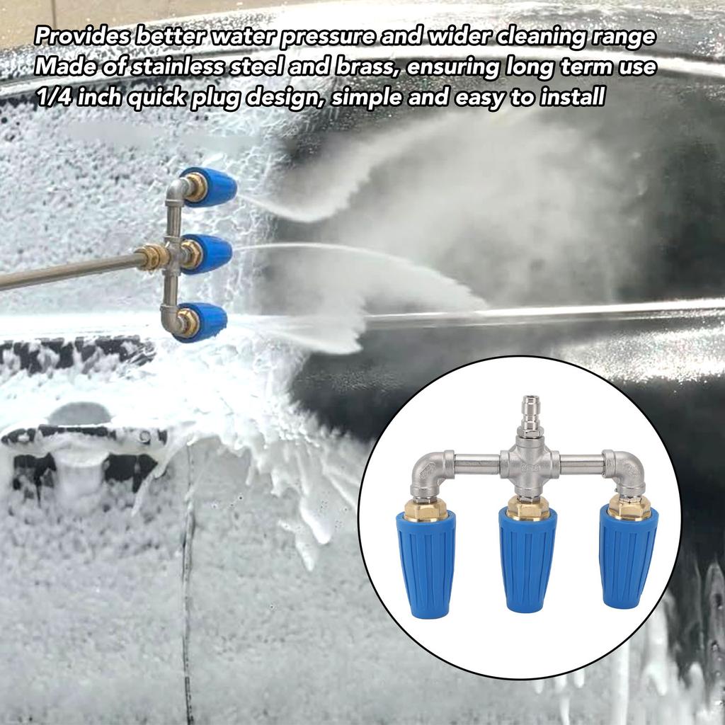 Triple Turbo Nozzle 1/4 Inch Quick Plug 4000PSI Rotating Pressure Washer Nozzle for Garden Car Road Cleaning