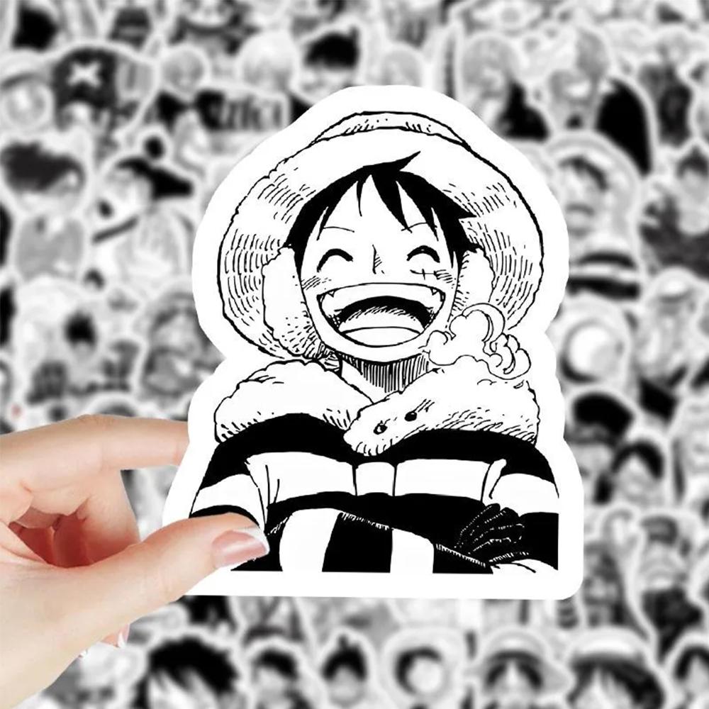 10/30/50/100 шт. Аниме ONE PIECE Черно-белые Наклейки Мультяшные Граффити Наклейки DIY Скрапбукинг Шлем Чемодан Машина Крутая Наклейка Игрушки