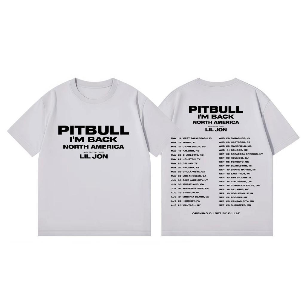 Футболка Rapper Pitbull Im Back Tour 2026 Мужская Женская Хип-хоп Мода Футболки с коротким рукавом Летние Повседневные Свободные Хлопковые Футболки