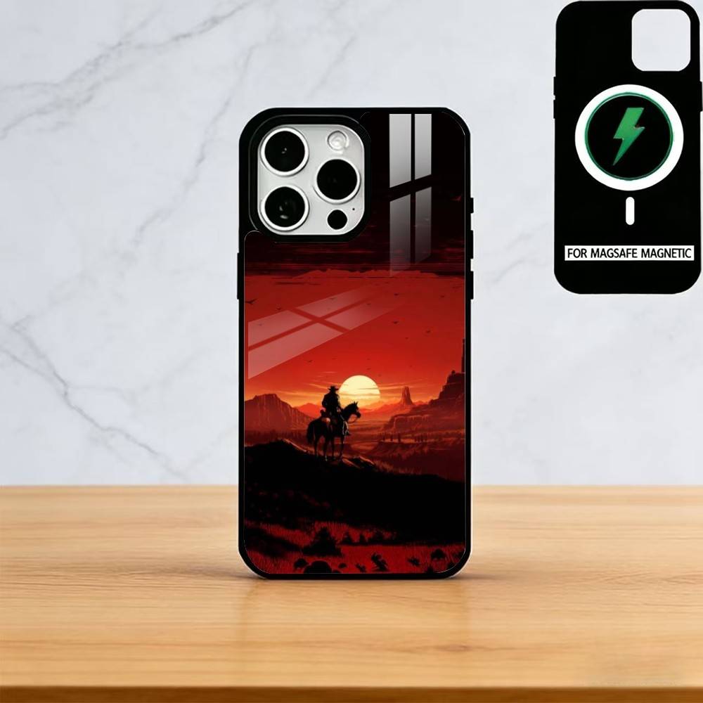 Чехол для телефона Red Dead Redemption 2 (RDR 2) для iPhone 17, 16, 15, 14, 13, 12, 11 Plus, Pro, Магнитный, Для Magsafe, Беспроводная зарядка