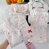 Dessert Cute Cute Imitation Cotton Edge Pajamas Women'S Summer Short Sleeve Three-Piece Set