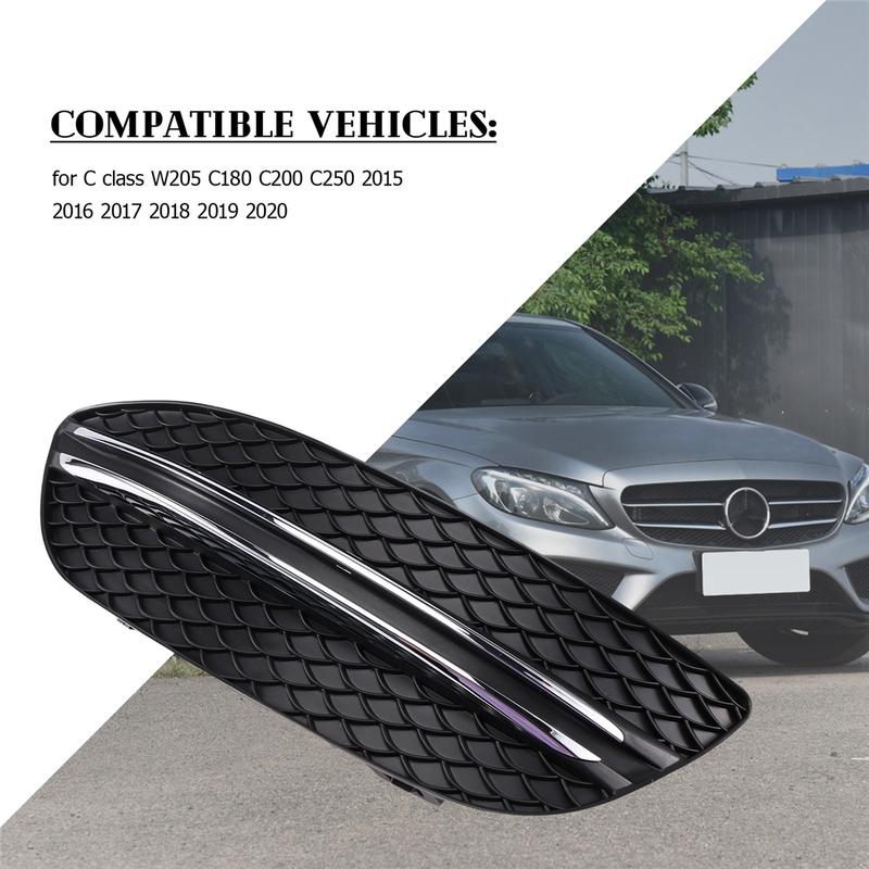 Front Bumper Grille Fog Light Cover & Chrome Trims for Mercedes-Benz C Class W205 C180 C200 C250 2058851223 2058851123