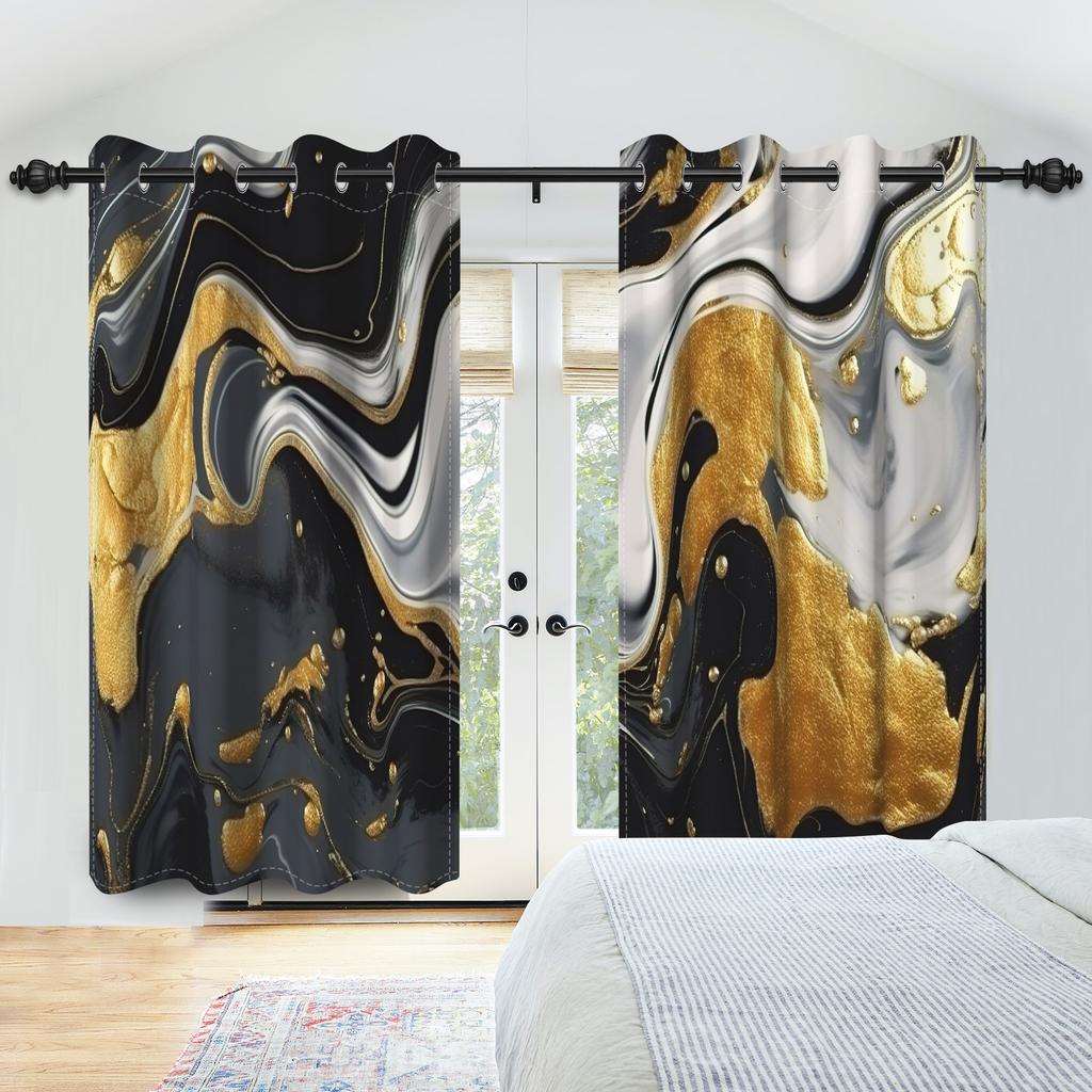 Шторы с мраморным принтом Золотые Серебряные Синие Фиолетовые Жидкое искусство Оконные шторы Гостиная Спальня Современный домашний декор Блэкаут штора