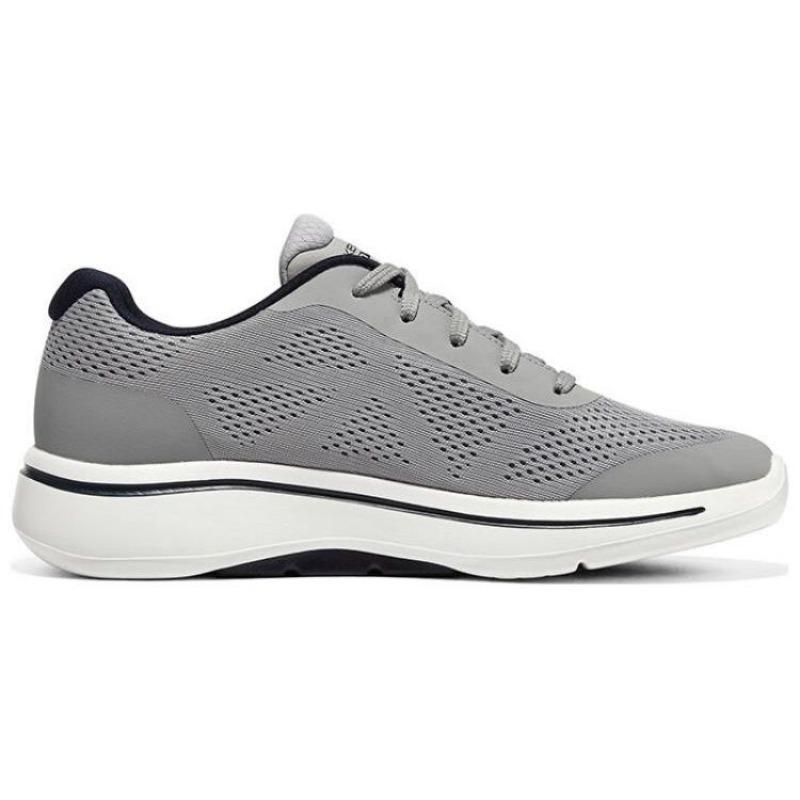 Skechers Go Walk Arch Fit Men Mesh Sport Cushioned Wear Resistant Low Top Daily Casual Shoes White Gray 216262-GYNV