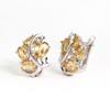 Gorgeous 925 Sterling Silver Leaf Fancy Design Ring Earrings Natural Citrine Gemstones Fine Jewelry Set for Women's Wedding Gift