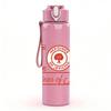 1PC HOJ Floral Letter Badge 750ml Color Plastic Sports Water Bottle Leakproof Flip Straw Lid Suitable for Sports Office Home Use