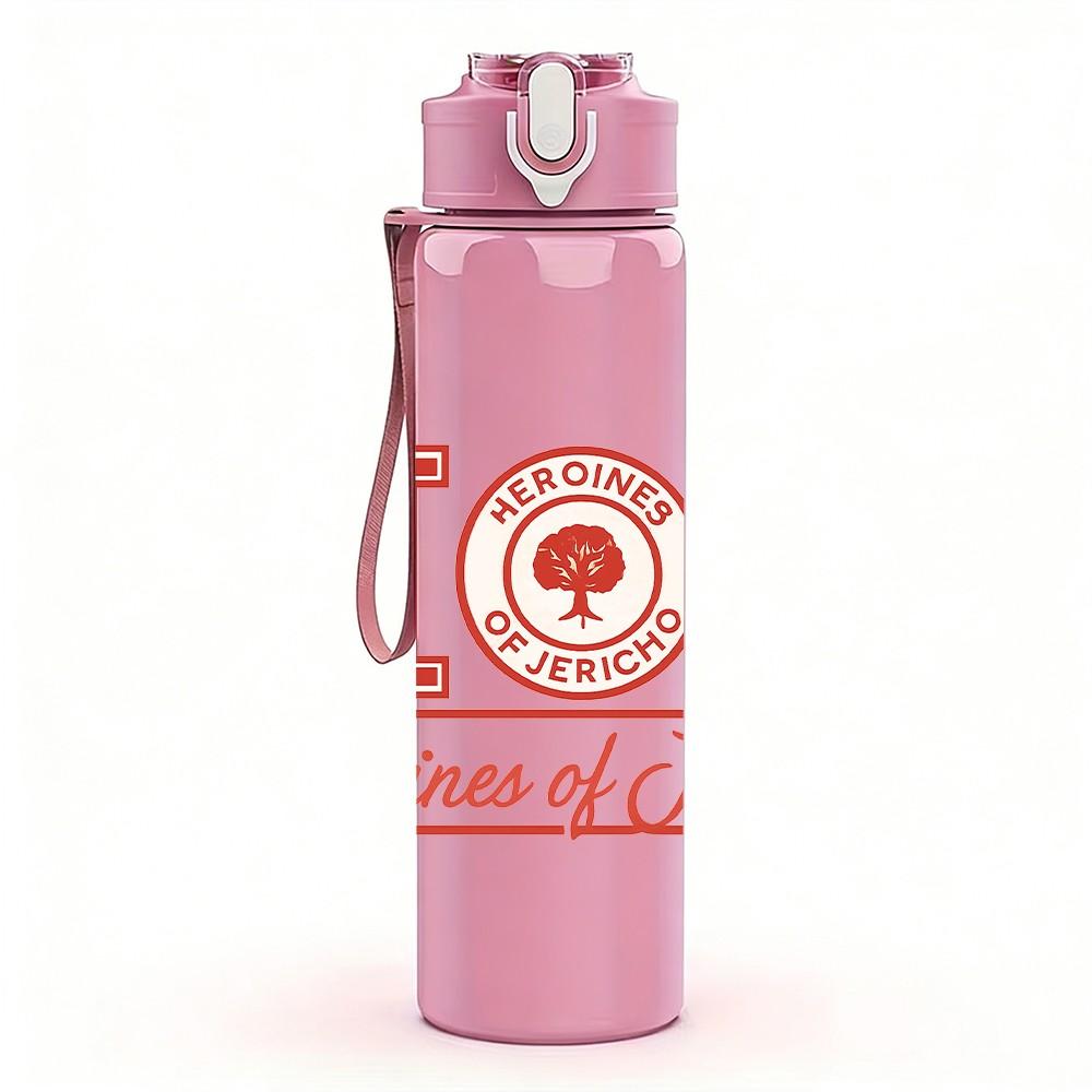 1PC HOJ Floral Letter Badge 750ml Color Plastic Sports Water Bottle Leakproof Flip Straw Lid Suitable for Sports Office Home Use