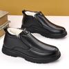 Fashion Classic Brand Simple Black Men's Business Casual Shoes Leather High Top Shoes Winter New Men's Velvet Cotton Shoes Thick Sole