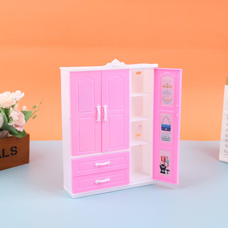 1/12 1/6 кукольный миниатюрный розовый пластиковый шкаф для кукольного дома, аксессуары