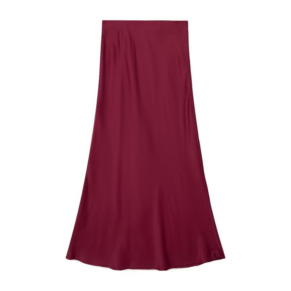 European and American style, new women's clothing, fashionable, casual silk satin texture Midi skirt 5427/453