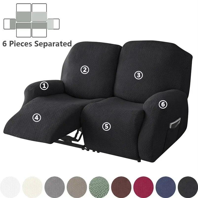 1/2/3 Seater Jacquard Recliner Sofa Cover Stretch Solid Color Armchair Covers Living Room Lazy Boy Couch Slipcovers Funda Sofa