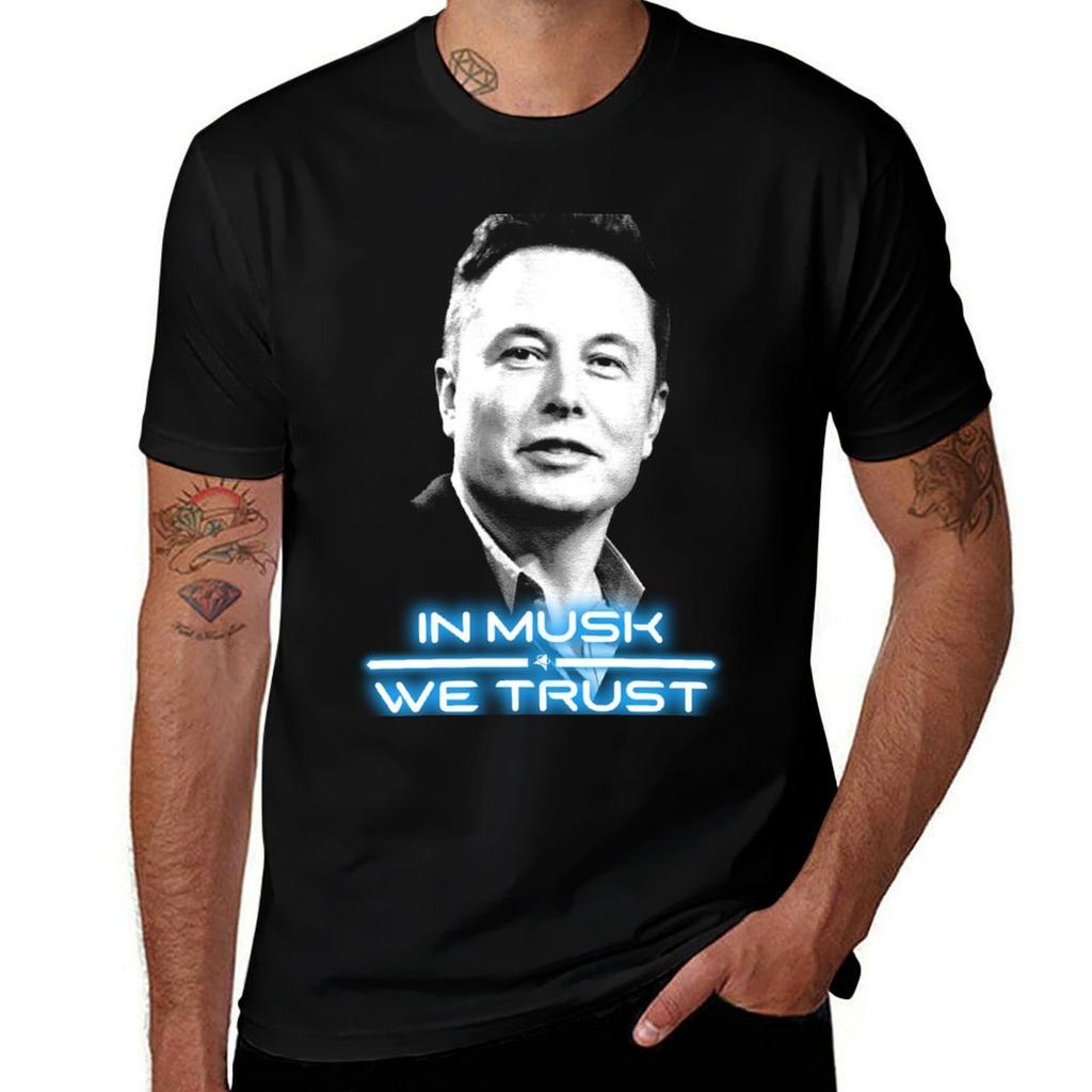 Elon Musk In Musk We Trust TShirt Summer Print Short Sleeve Tee