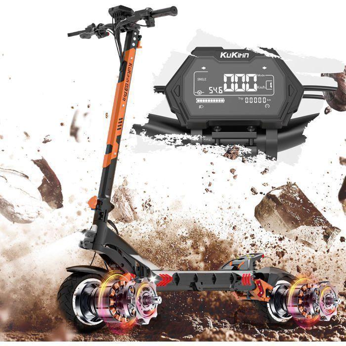 Scooter électrique KuKirin G3 Pro -- Deux moteurs 2400 W - 52 V - 23 Ah - Vitesse maximale 65 km/h