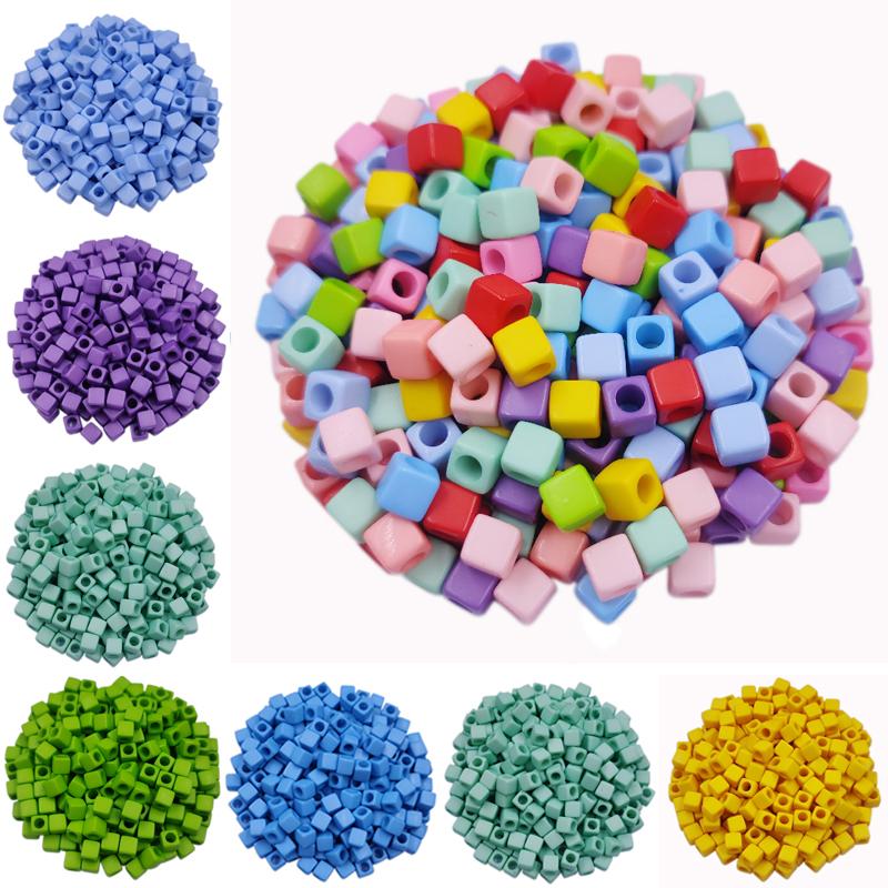 Творческие 40 шт 7 мм DIY квадратные свободные бусины подвески ожерелье браслет конфетный цвет для изготовления ювелирных изделий